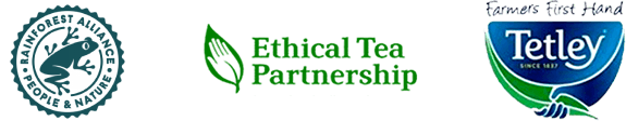 Rainforest Alliance, Ethical Tea Partnership and Farmers First Hand logos